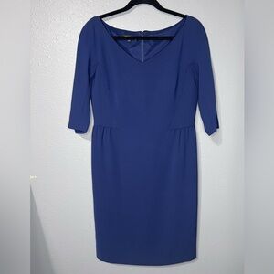 Lafayette 148 New York Light Navy Dress Womens Sz 6 Sheath Classic Business EUC